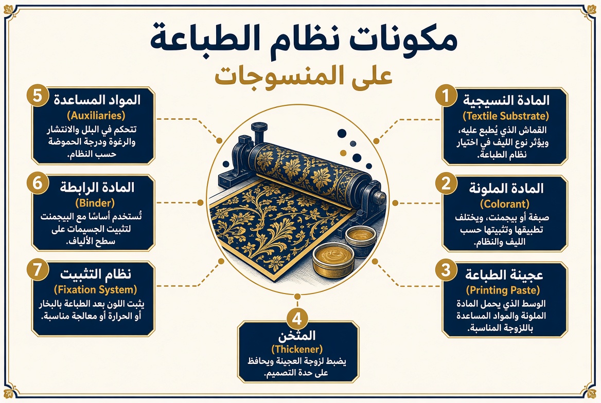 مكونات عملية طباعة (Printing) الأقمشة