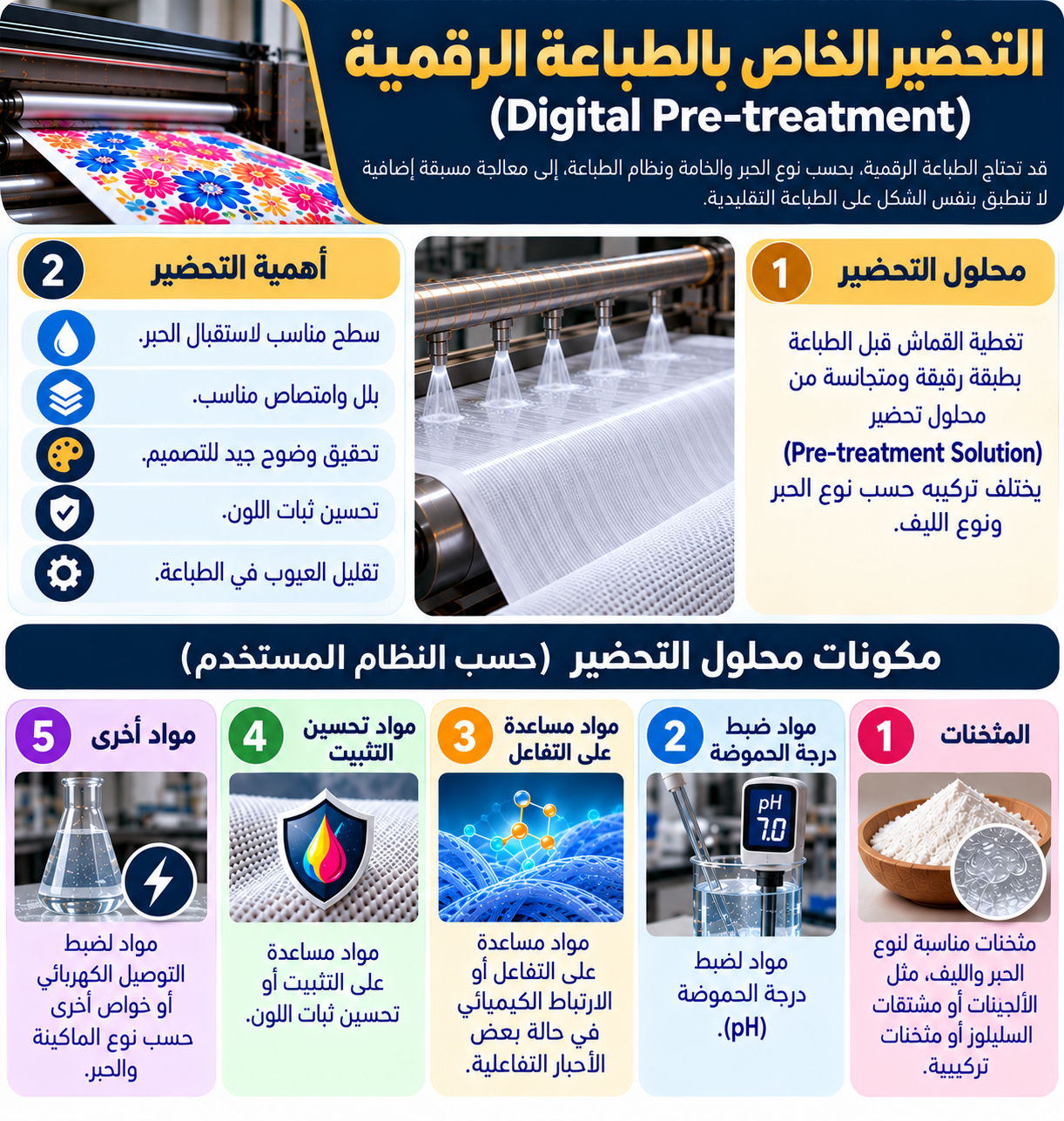 معالجة وتحضير القماش قبل الطباعة الرقمية