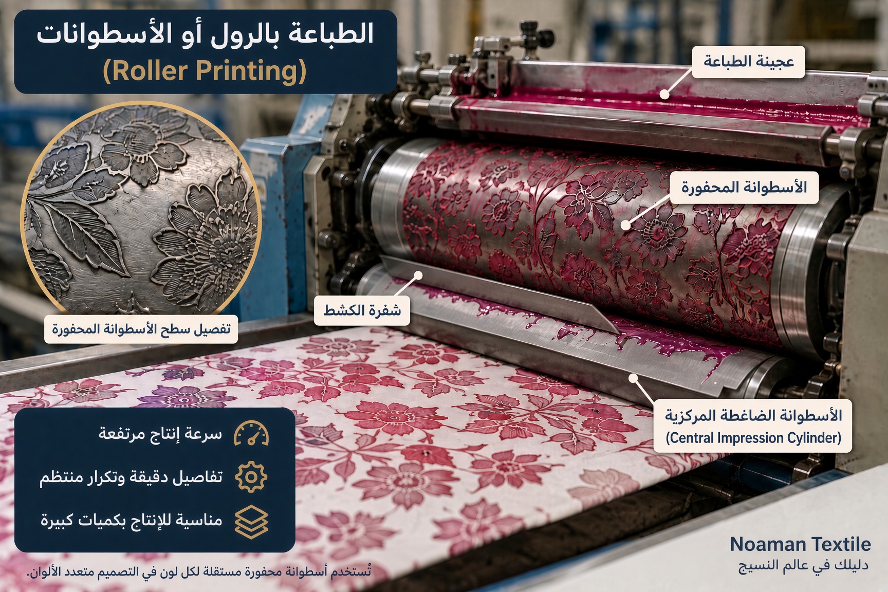 الطباعة بالرول أو الأسطوانات في صناعة المنسوجات