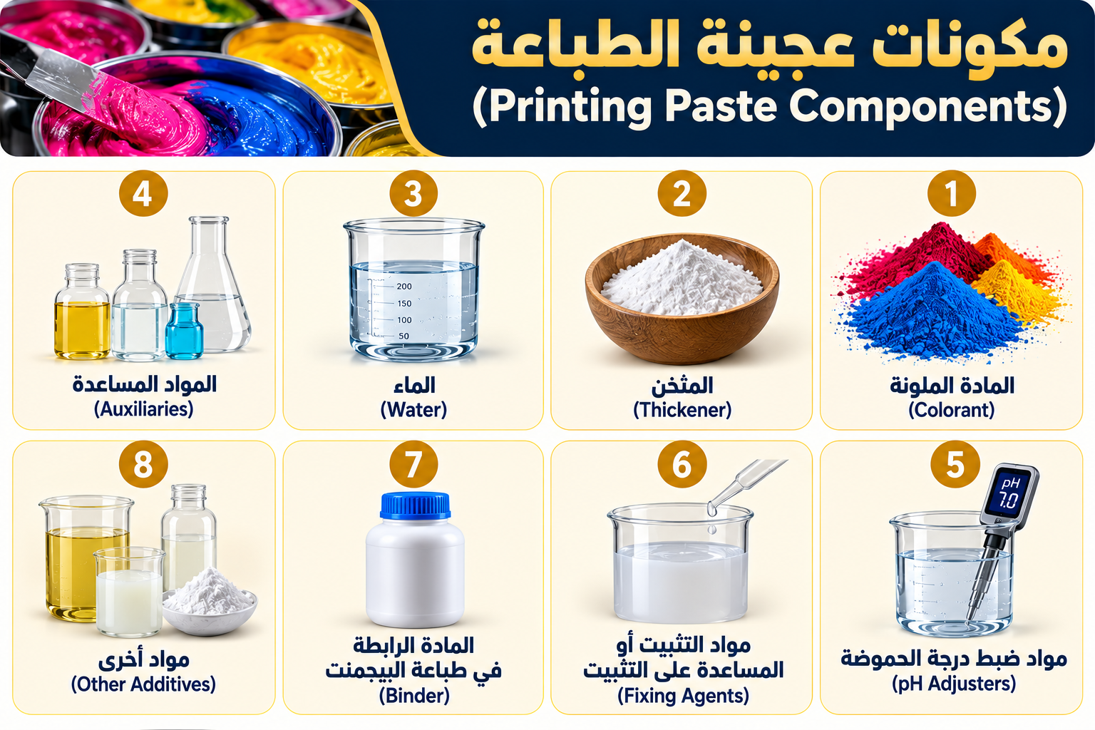 مكونات عجينة الطباعة على المنسوجات