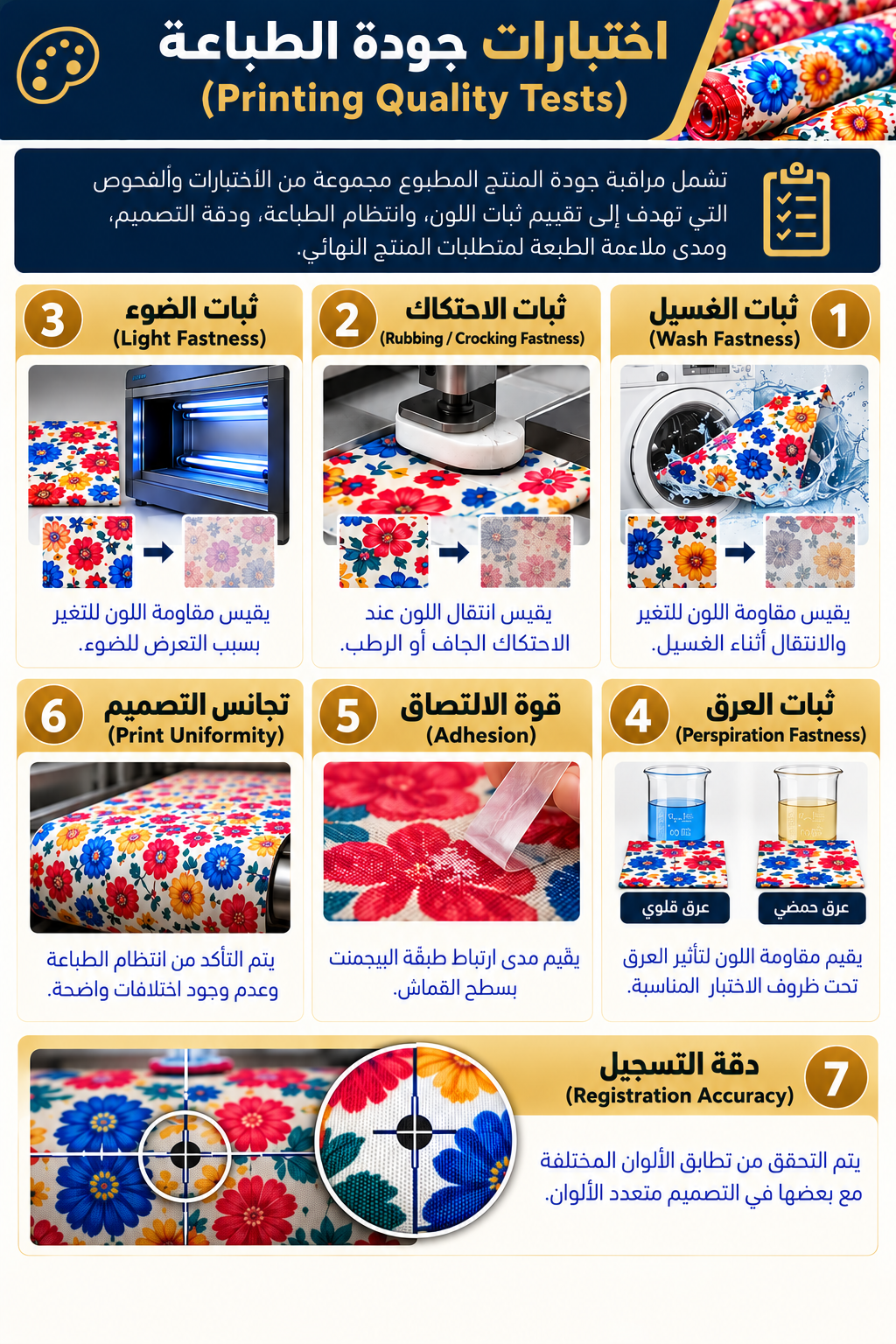 اختبارات جودة الطباعة على المنسوجات